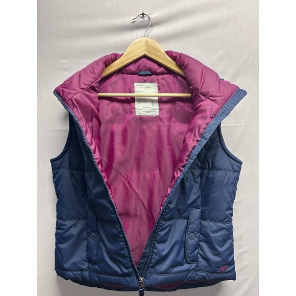 Aeropostale Women’s Large Purple Blue Puffer Vest Full Zip - Picture 7 of 7